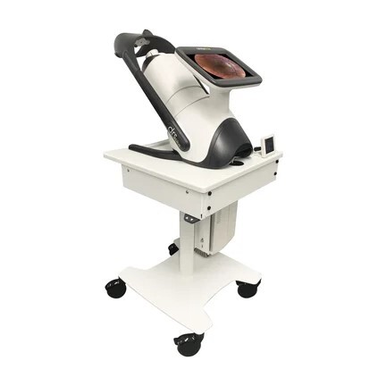 Custom cart designed by First Products for iCare DRSplus TrueColor confocal fundus imaging system